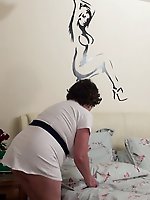 A chubby nurse is taken by an elderly physician