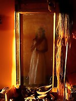 An amazing old lady is posing almost naked in stunning shots